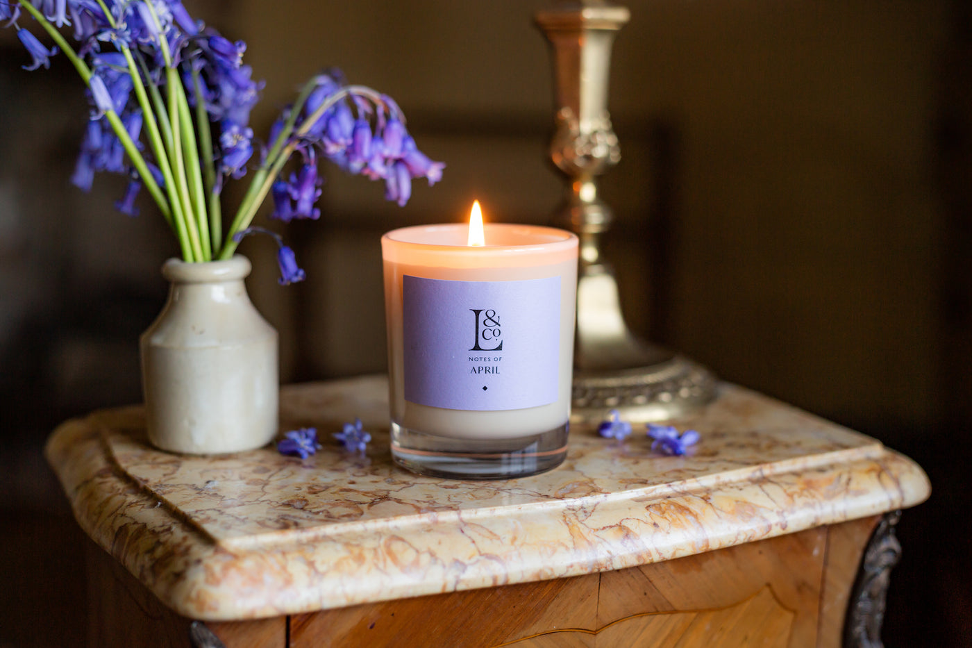 Luxury bluebell candle made in England. Wonderfully fragrant to fill your home with the scent of spring. Free UK delivery.