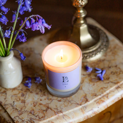Bluebell home fragrance. Luxury scented candles hand-poured in England. Sustainable, vegan, natural wax. 