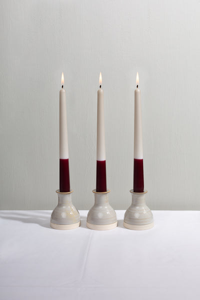 Burgundy dip dye candle trio with 7 hours of candlelight. Made in England.