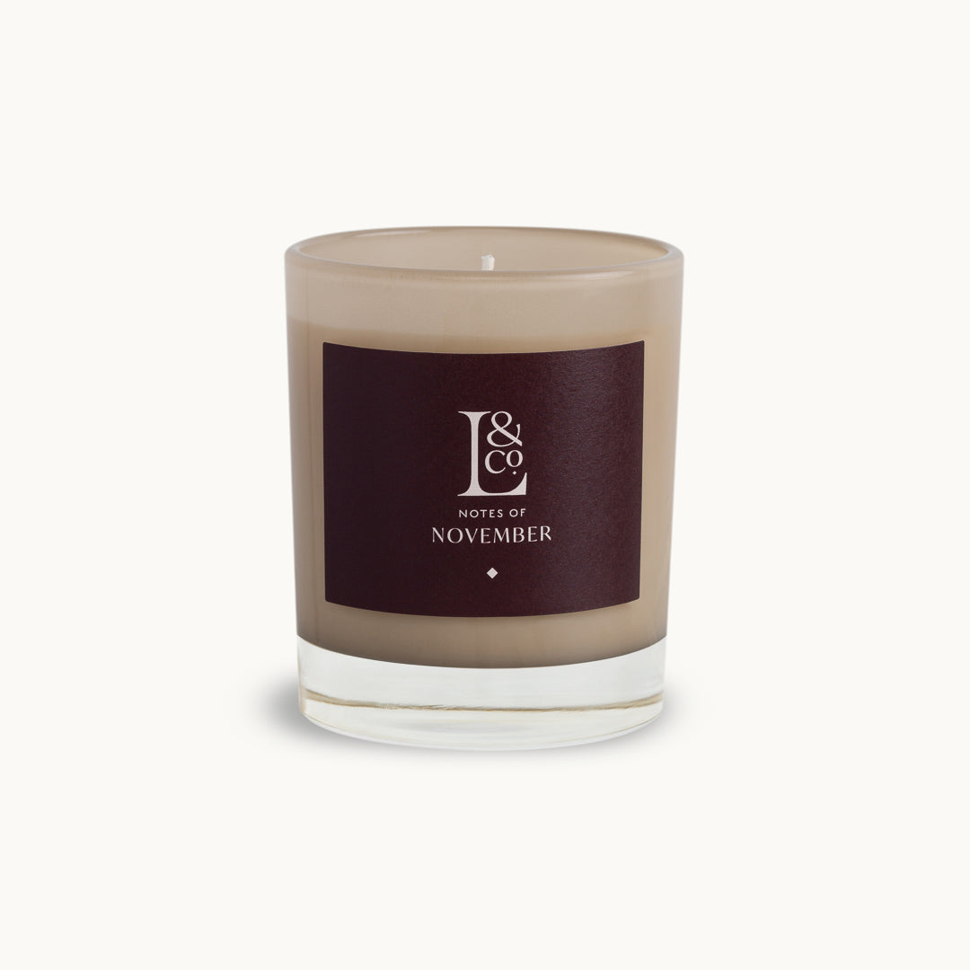 The richly elegant Loriest candle Notes of November luxuriously  harnesses the delightful scent of woodsmoke and cedarwood to create a wonderful aroma for your home. Around 60 hours burn time, with sustainable plant-based wax and a cotton wick. Each candle is hand-poured in England.