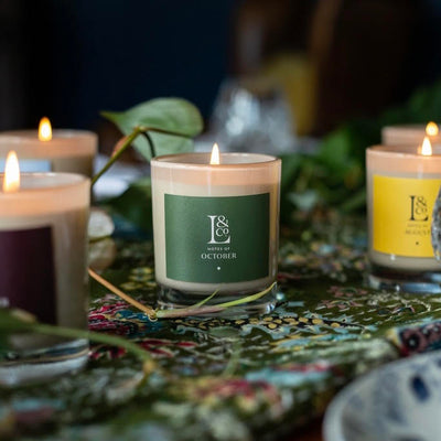 Loriest Notes of October luxury scented candle delightfully captures the invigorating woodland scent of moss and juniper. 215g of plant-based sustainable wax, each candle burns for around 60 hours. Hand-poured in the UK.