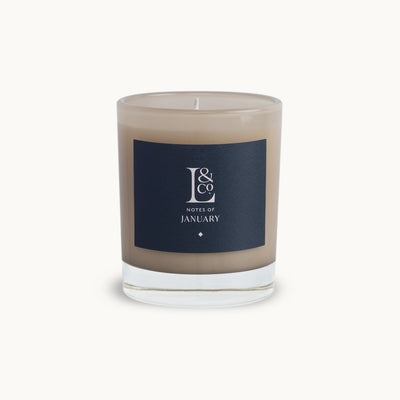 Loriest artisanal hand-poured candle. Notes of January is reminiscent of a fragrant kitchen herb garden with notes of rosemary and thyme. Perfect for cleansing the air and a new start. Wonderful in the kitchen or hallway. Made in England.  