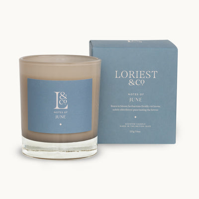 Loriest candles are inspired by each month of the year. Notes of June is the scent of rose gardens and cut grass, elderflower blossom and  strawberries. Hand-poured in England with sustainable plant-based vegan wax. Up to 60 hours burn time.