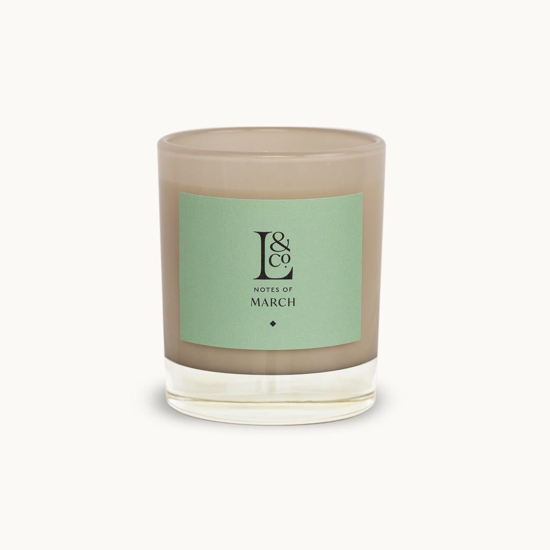Notes of March luxury scented candle from the Loriest spring collection. Sustainable natural plant-based vegan wax. 60 hours burn time. Hand-poured in the UK.